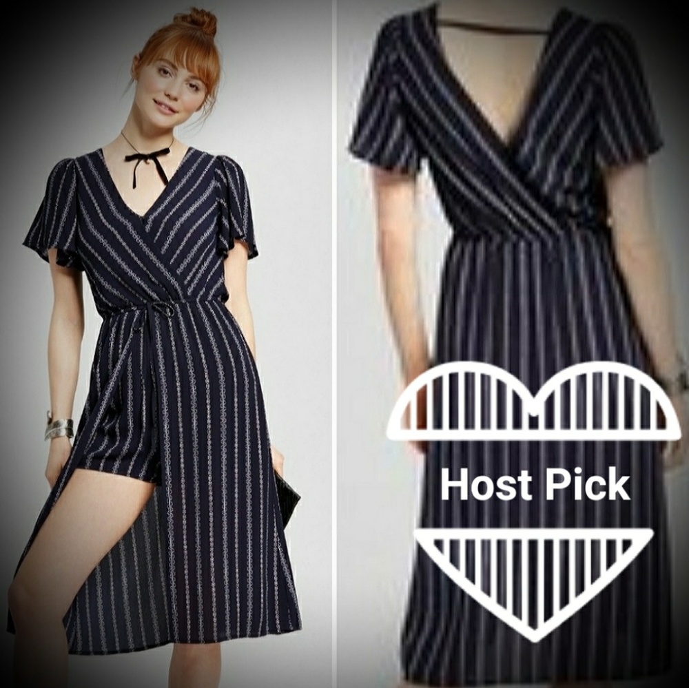 Stripe wrap romper with dress